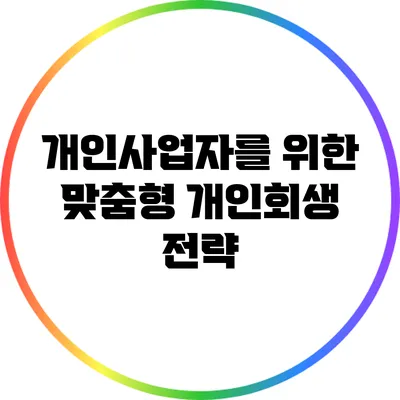 개인사업자를 위한 맞춤형 개인회생 전략