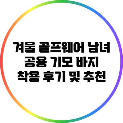 겨울 골프웨어 남녀 공용 기모 바지 착용 후기 및 추천