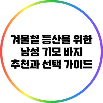 겨울철 등산을 위한 남성 기모 바지 추천과 선택 가이드