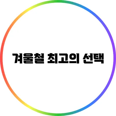 겨울철 최고의 선택