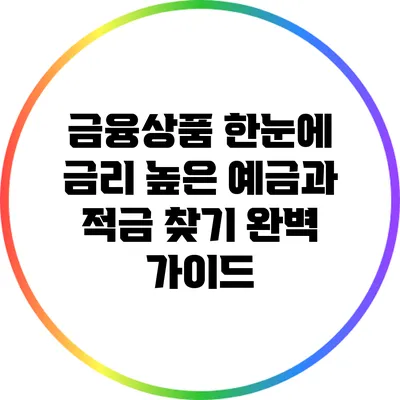 금융상품 한눈에: 금리 높은 예금과 적금 찾기 완벽 가이드