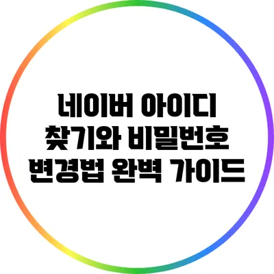네이버 아이디 찾기와 비밀번호 변경법 완벽 가이드