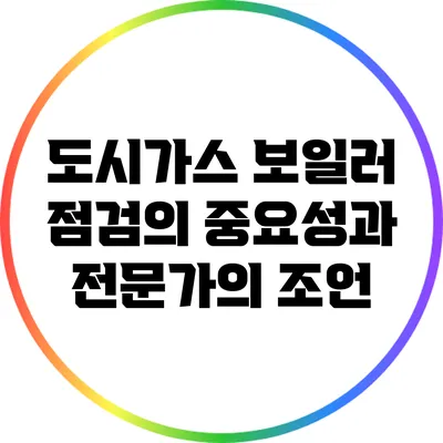 도시가스 보일러 점검의 중요성과 전문가의 조언