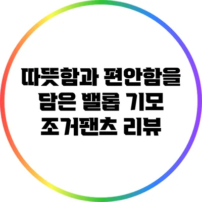 따뜻함과 편안함을 담은 밸롭 기모 조거팬츠 리뷰