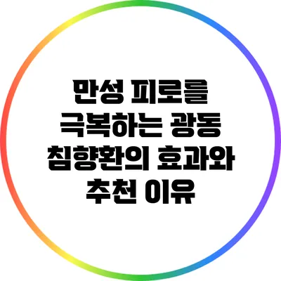 만성 피로를 극복하는 광동 침향환의 효과와 추천 이유