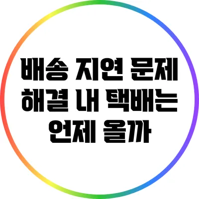 배송 지연 문제 해결: 내 택배는 언제 올까?