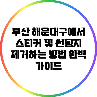 부산 해운대구에서 스티커 및 썬팅지 제거하는 방법 완벽 가이드
