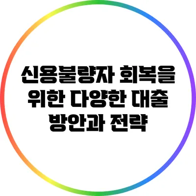 신용불량자 회복을 위한 다양한 대출 방안과 전략