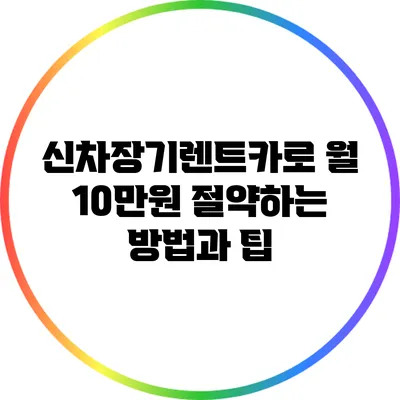신차장기렌트카로 월 10만원 절약하는 방법과 팁