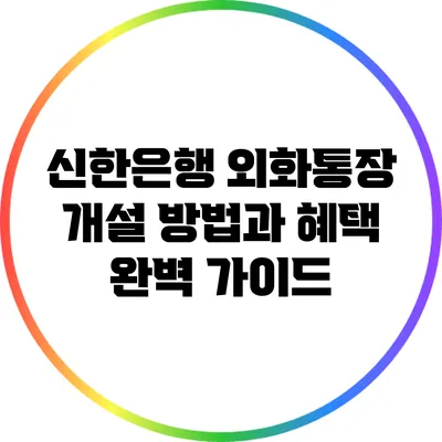 신한은행 외화통장 개설 방법과 혜택 완벽 가이드