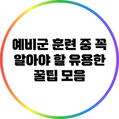 예비군 훈련 중 꼭 알아야 할 유용한 꿀팁 모음