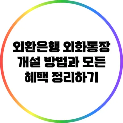 외환은행 외화통장 개설 방법과 모든 혜택 정리하기