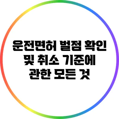 운전면허 벌점 확인 및 취소 기준에 관한 모든 것