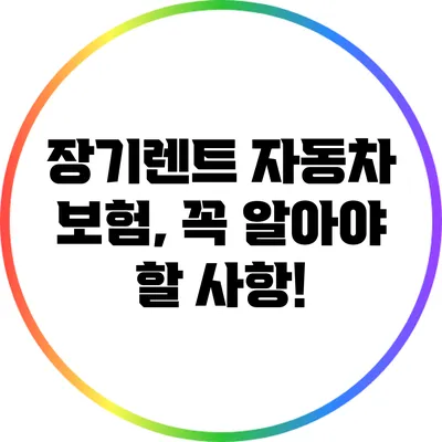 장기렌트 자동차 보험, 꼭 알아야 할 사항!