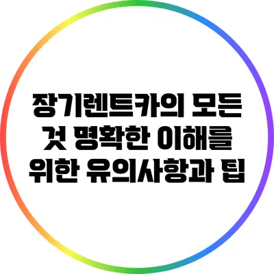 장기렌트카의 모든 것: 명확한 이해를 위한 유의사항과 팁