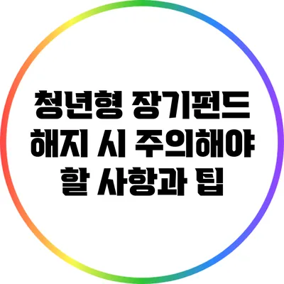청년형 장기펀드 해지 시 주의해야 할 사항과 팁