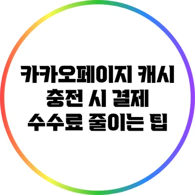 카카오페이지 캐시 충전 시 결제 수수료 줄이는 팁