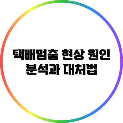 택배멈춤 현상: 원인 분석과 대처법