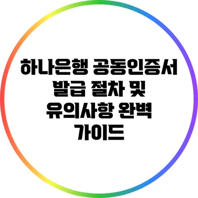 하나은행 공동인증서 발급 절차 및 유의사항 완벽 가이드
