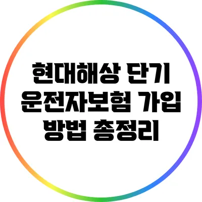 현대해상 단기 운전자보험 가입 방법 총정리