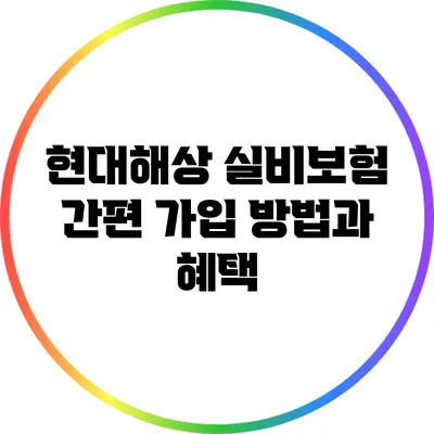 현대해상 실비보험 간편 가입 방법과 혜택