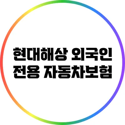현대해상 외국인 전용 자동차보험