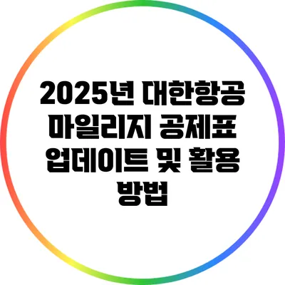 2025년 대한항공 마일리지 공제표 업데이트 및 활용 방법