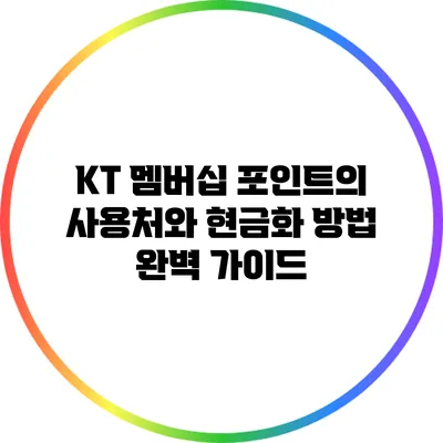 KT 멤버십 포인트의 사용처와 현금화 방법 완벽 가이드