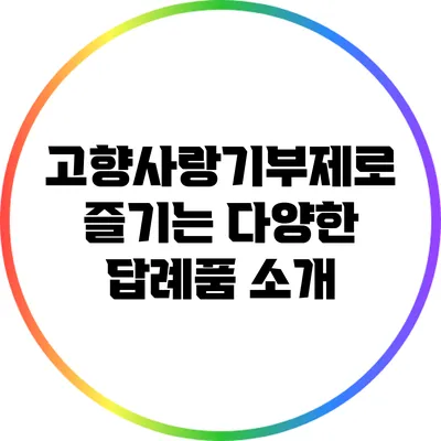 고향사랑기부제로 즐기는 다양한 답례품 소개