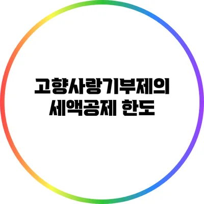 고향사랑기부제의 세액공제 한도
