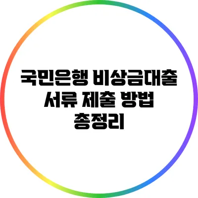 국민은행 비상금대출 서류 제출 방법 총정리