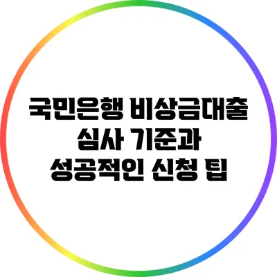 국민은행 비상금대출 심사 기준과 성공적인 신청 팁