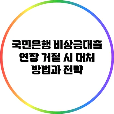 국민은행 비상금대출 연장 거절 시 대처 방법과 전략