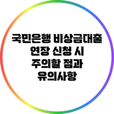 국민은행 비상금대출 연장 신청 시 주의할 점과 유의사항