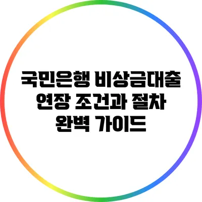 국민은행 비상금대출 연장 조건과 절차 완벽 가이드