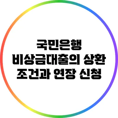 국민은행 비상금대출의 상환 조건과 연장 신청