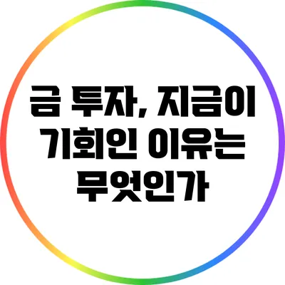 금 투자, 지금이 기회인 이유는 무엇인가?