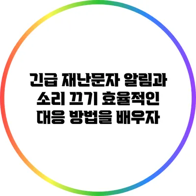 긴급 재난문자 알림과 소리 끄기: 효율적인 대응 방법을 배우자