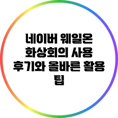 네이버 웨일온 화상회의 사용 후기와 올바른 활용 팁