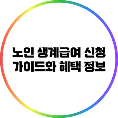 노인 생계급여 신청 가이드와 혜택 정보