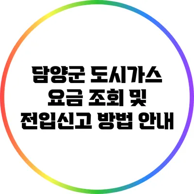 담양군 도시가스 요금 조회 및 전입신고 방법 안내