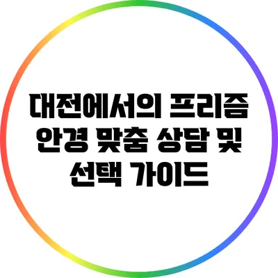 대전에서의 프리즘 안경 맞춤 상담 및 선택 가이드