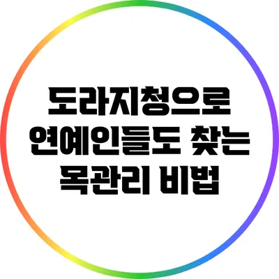 도라지청으로 연예인들도 찾는 목관리 비법