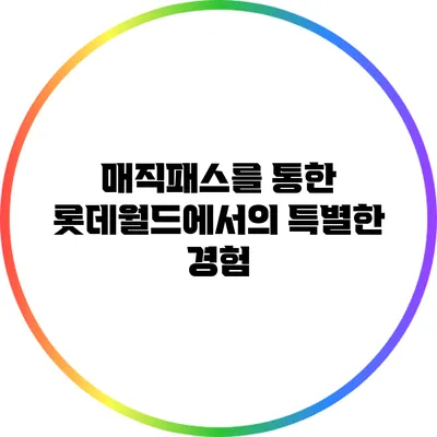 매직패스를 통한 롯데월드에서의 특별한 경험