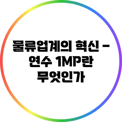 물류업계의 혁신 – 연수 1MP란 무엇인가?