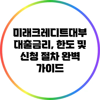 미래크레디트대부 대출금리, 한도 및 신청 절차 완벽 가이드
