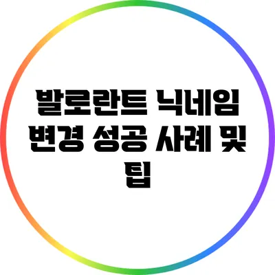 발로란트 닉네임 변경 성공 사례 및 팁