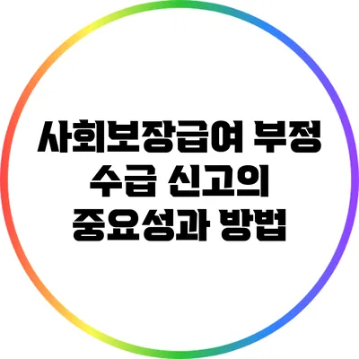 사회보장급여 부정 수급 신고의 중요성과 방법