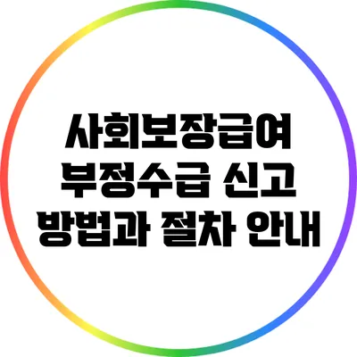 사회보장급여 부정수급 신고 방법과 절차 안내