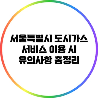 서울특별시 도시가스 서비스 이용 시 유의사항 총정리